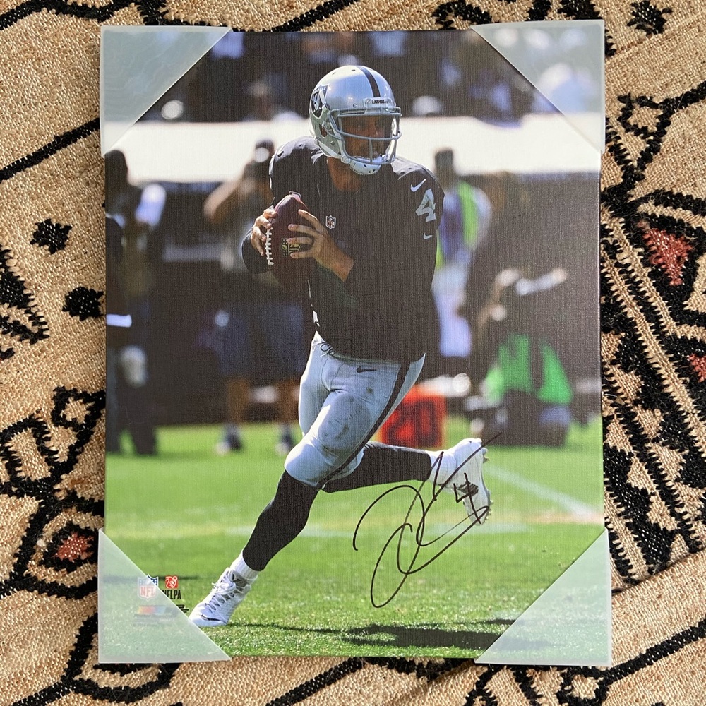 Derek Carr Signature 16x20” Canvas Authentic